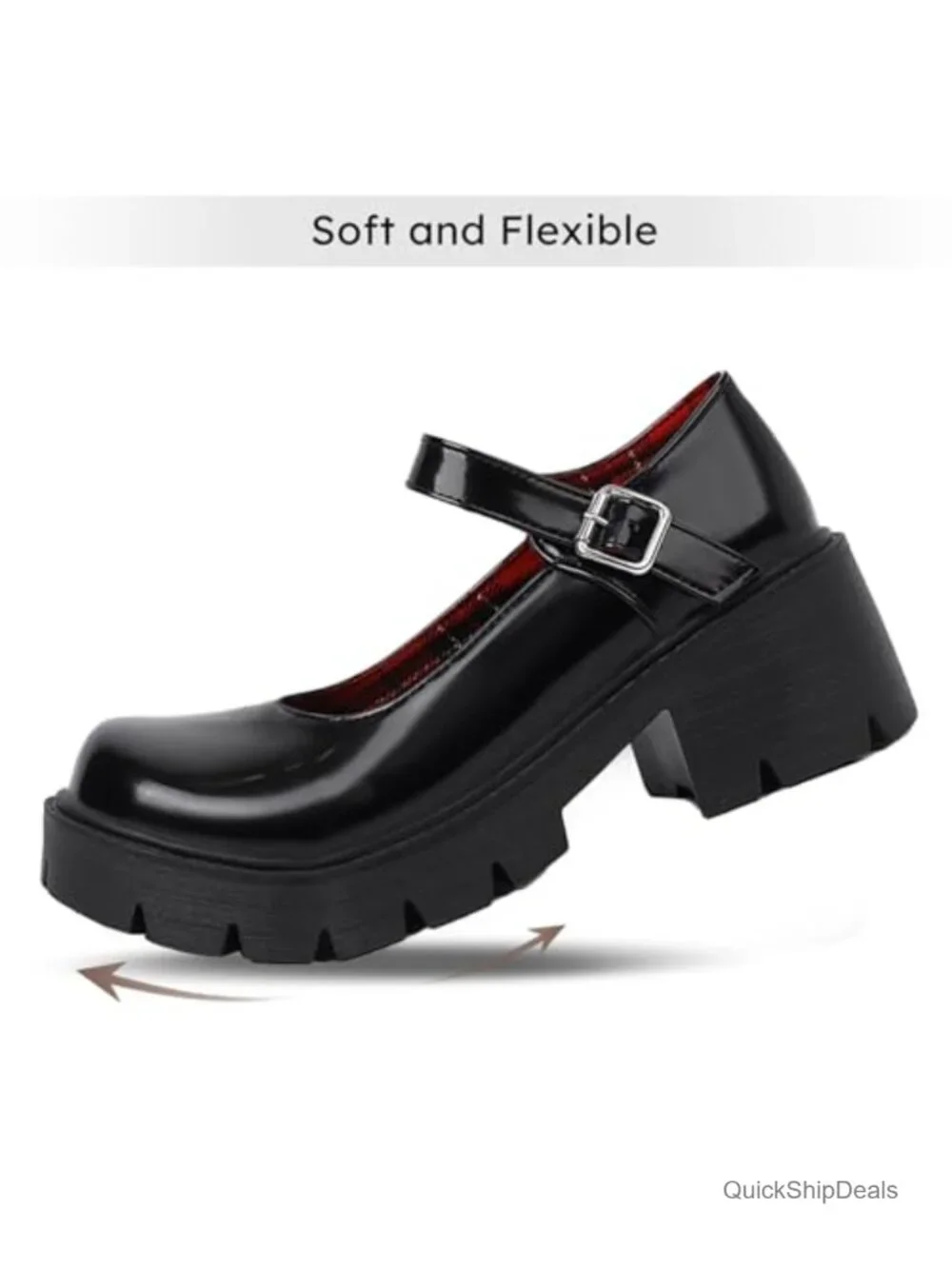Chunky Platform Mary Janes Goth Uniform Dress Shoes Faux Leather Block Heel